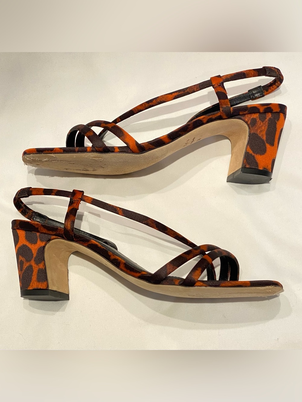 Sandro Leopard-print Cotton-blend Sateen Sandals, size 38 - Picture 5 of 5